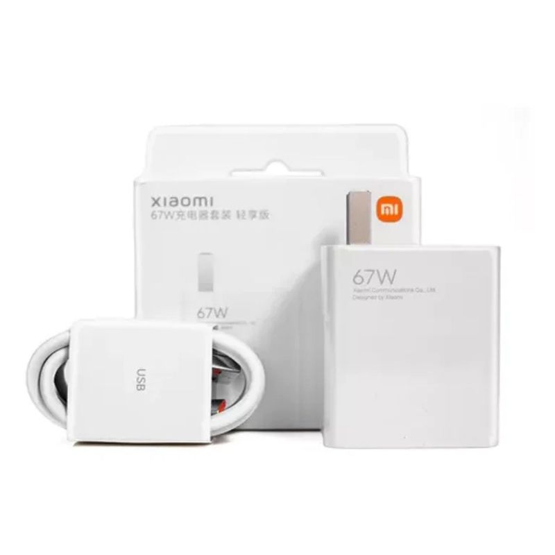 XIAOMI - Combo Cargador Xiaomi 67W USB Tipo A + Cable USB Tipo C
