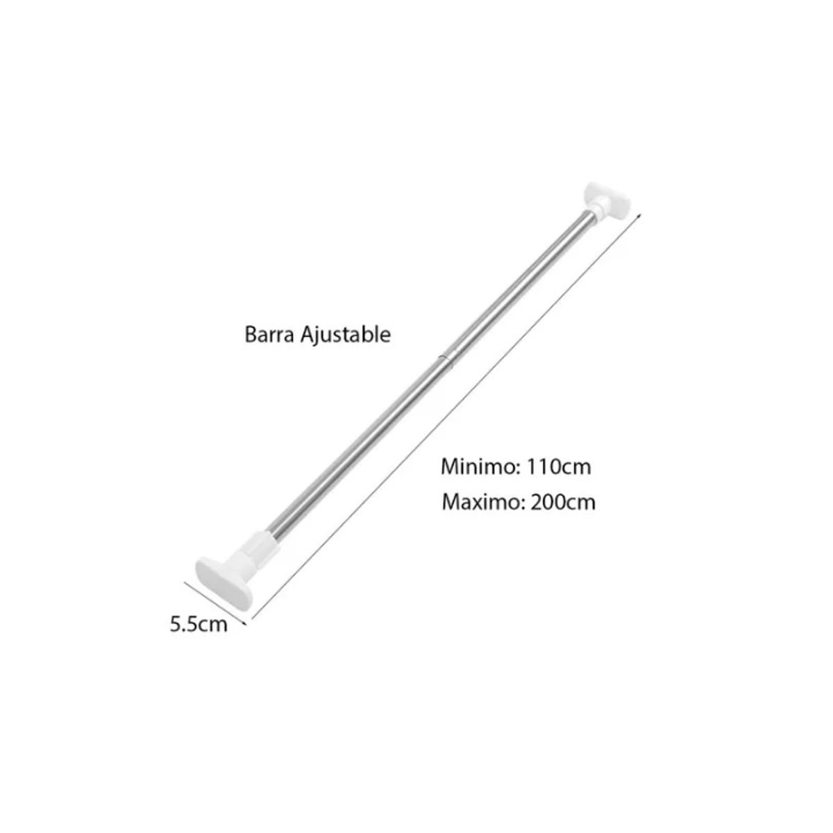 GENERICO - Tubo Expansible Ajustable para colgar ropa cortinas 110cm a 200cm