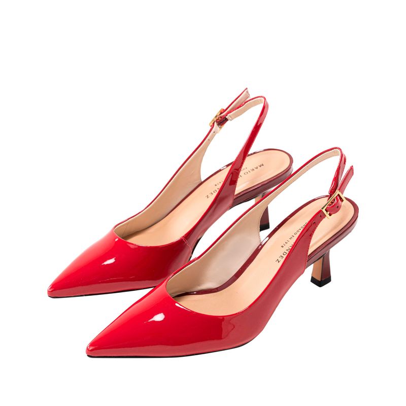 MARIO HERNANDEZ - Tacones Capital Con Correa Rojo Glamour