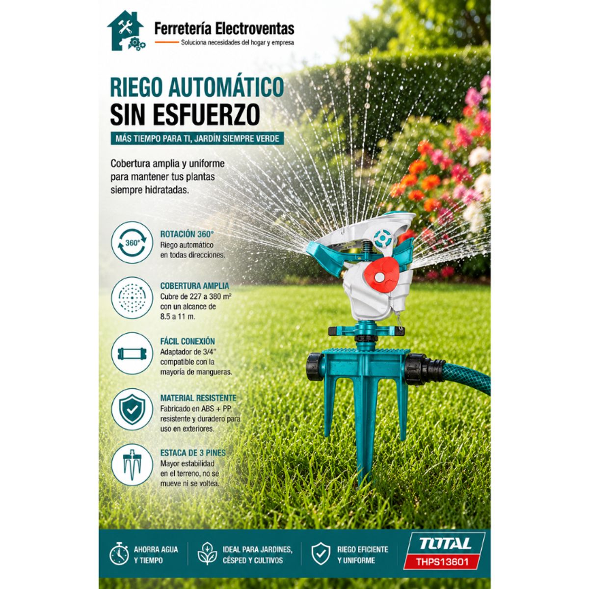 TOTAL - Aspesor De Riego Jardin Giratorio 360 34 Total