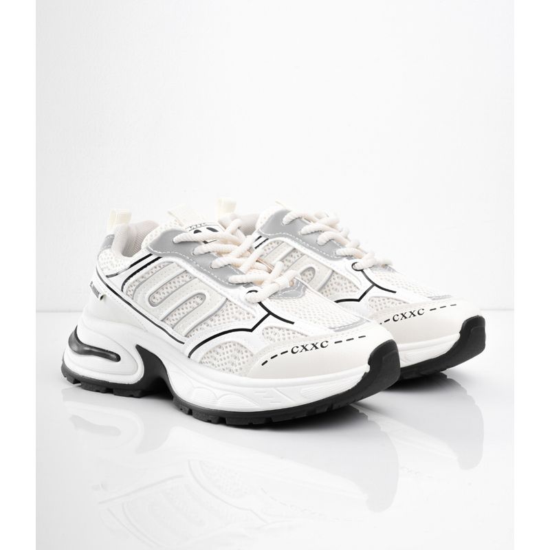 CALZADO ADRENALINA - Tenis blancos con suela y líneas negras DANIBCO