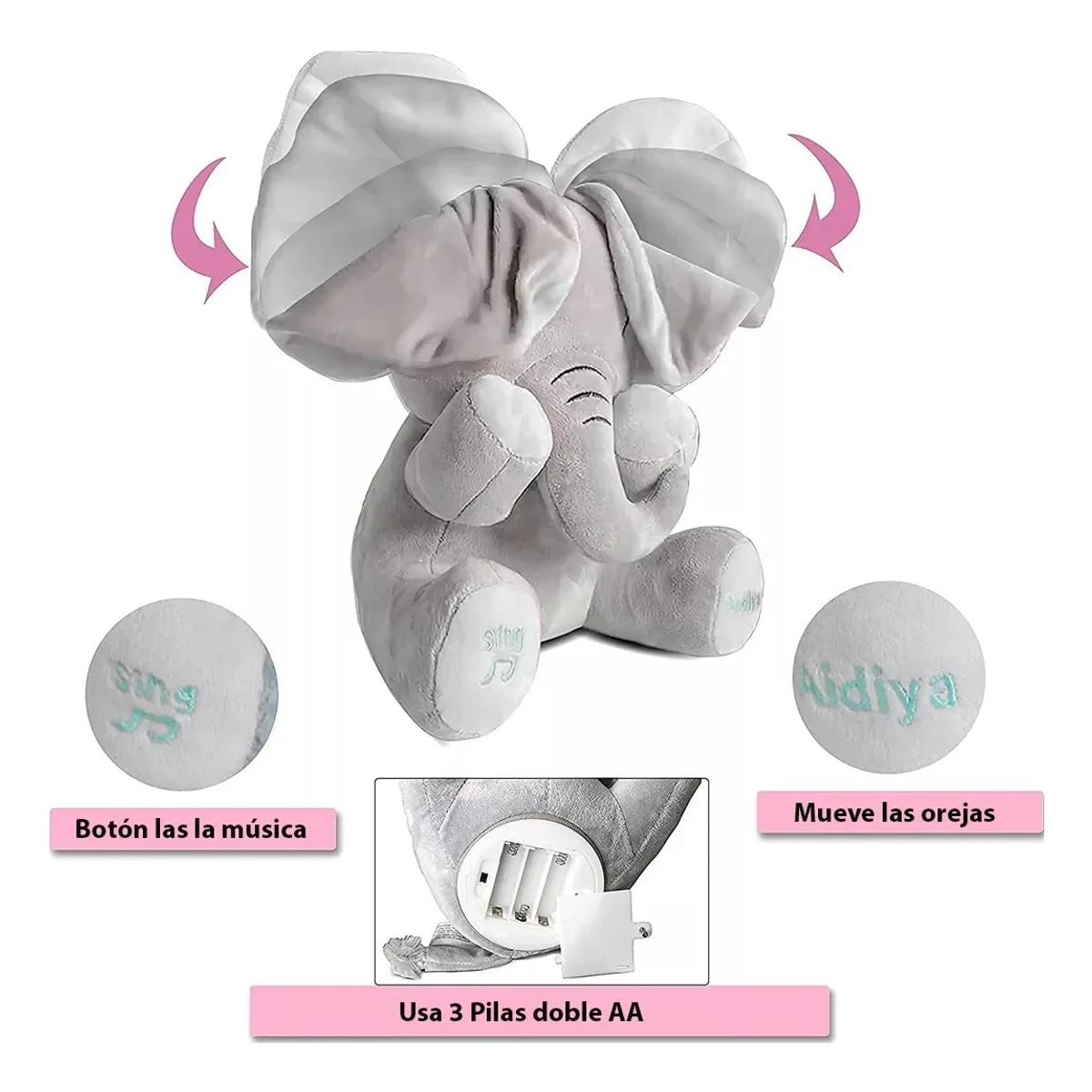 GENERICO - Peluche Juguete Elefante Interactivo Juegos Musicales Bebe