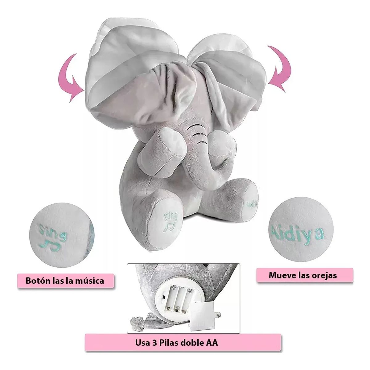 GENERICO - Peluche Juguete Elefante Interactivo Juegos Musicales Bebe