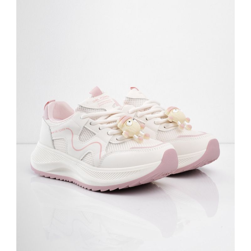 CALZADO ADRENALINA - Tenis plataforma blancos con rosa y accesorios blom