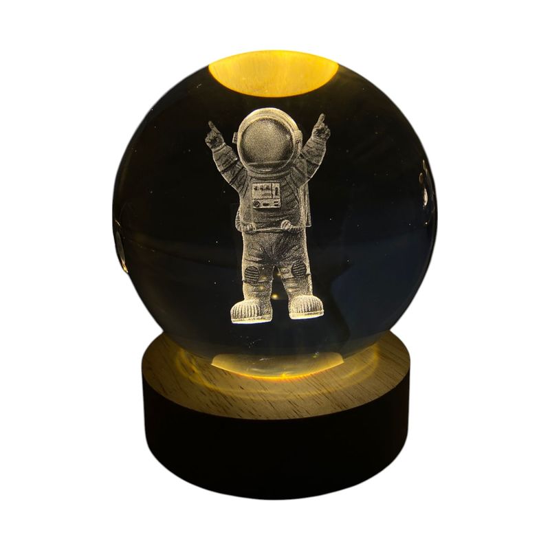 GENERICO - Lampara Esfera 3d Cristal De Astronauta De 8cm + Base