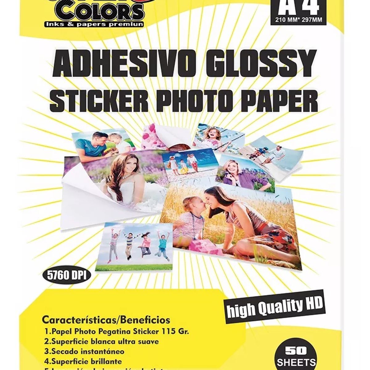 GENERICO - Papel Fotográfico Blanco Upper colors Adhesivo X 50 Hojas A4