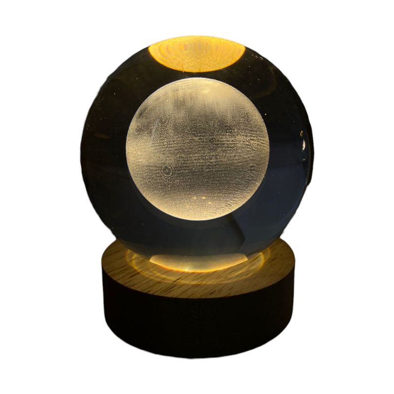 GENERICO - Lampara Esfera 3d Cristal De Luna De 8cm + Base