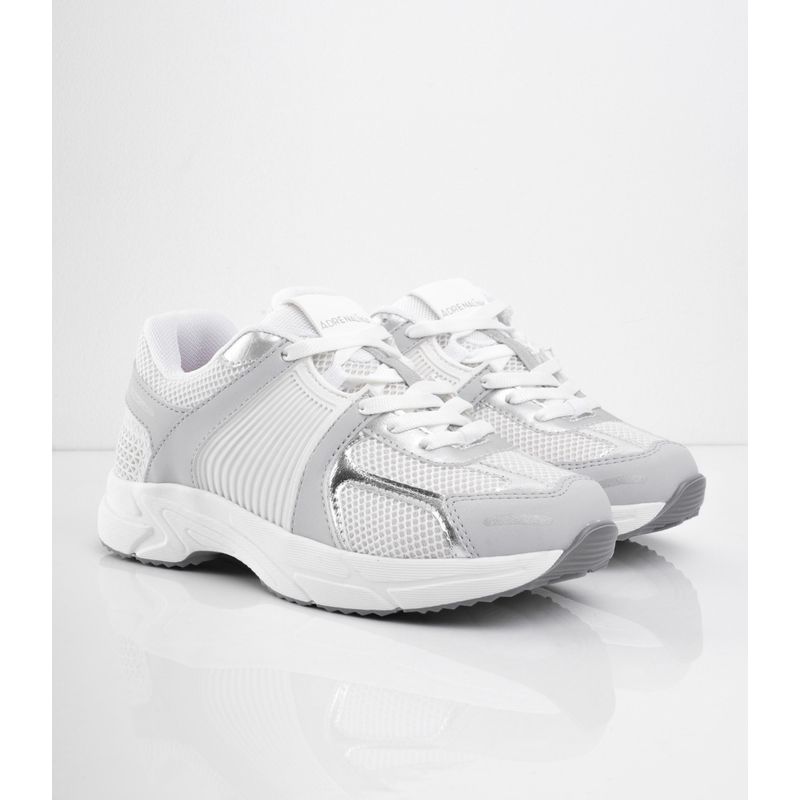 CALZADO ADRENALINA - Tenis blancos con puntera gris y detalles plata denisse