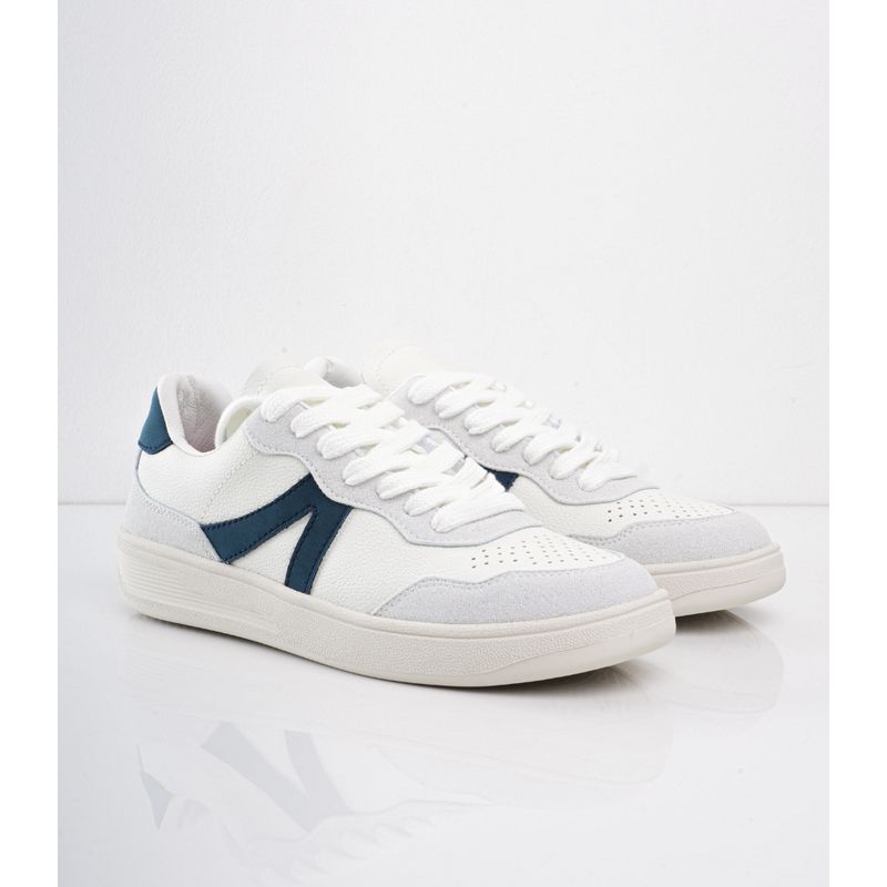 CALZADO ADRENALINA - Tenis básicos blancos con líneas azules MARKTAL