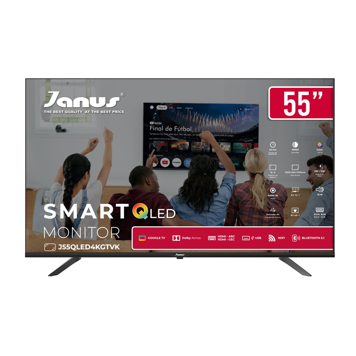JANUS - Smart Monitor 55 pulgadas QLED Smart 4K  Alta resolución - Google TV