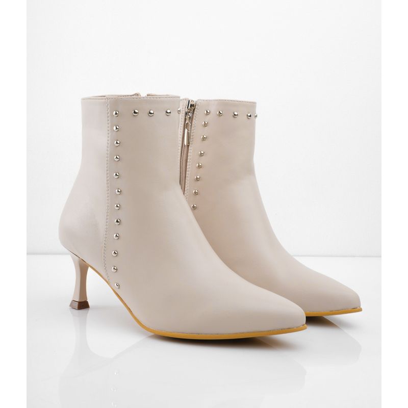 CALZADO ADRENALINA - Botin de tacón puntilla beige con taches