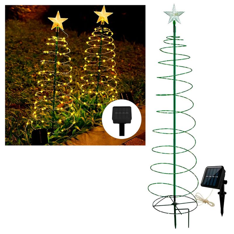 GENERICO - Árbol de Navidad Para Jardín Panel Solar Espiral CÁLIDO C2015
