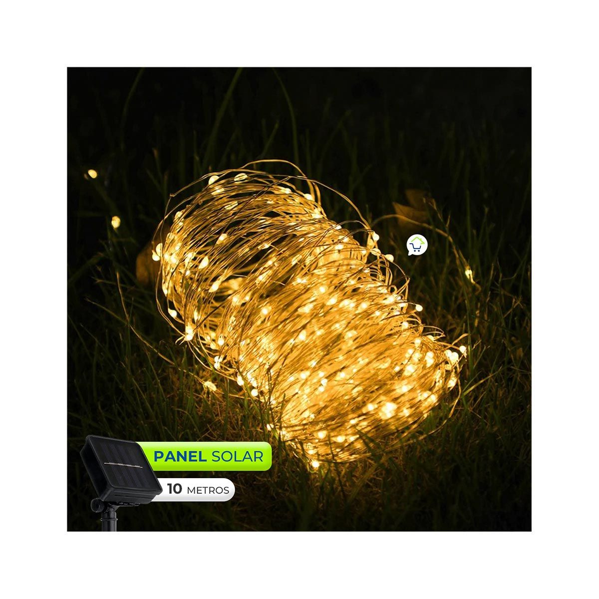 GENERICO - Luz Micro Led Alambre 10m Con Panel Solar 100 LEDS Cálida C2018