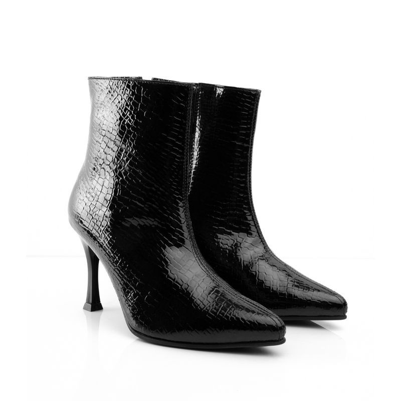 CALZADO ADRENALINA - Botín tipo croco negro con tacón puntilla WRENNGO