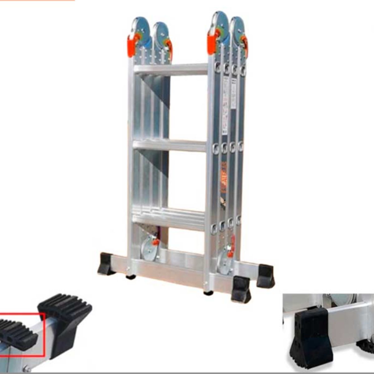 GENERICO - Escalera Multifuncional plegable De 12 Pasos En Aluminio 4x3