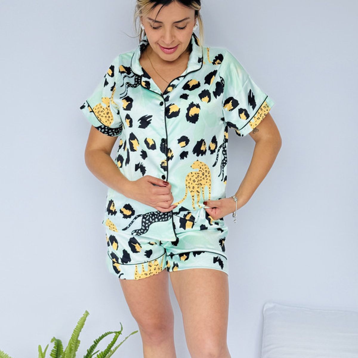 BY MORNING - Pijama Short Satín tigres 1682