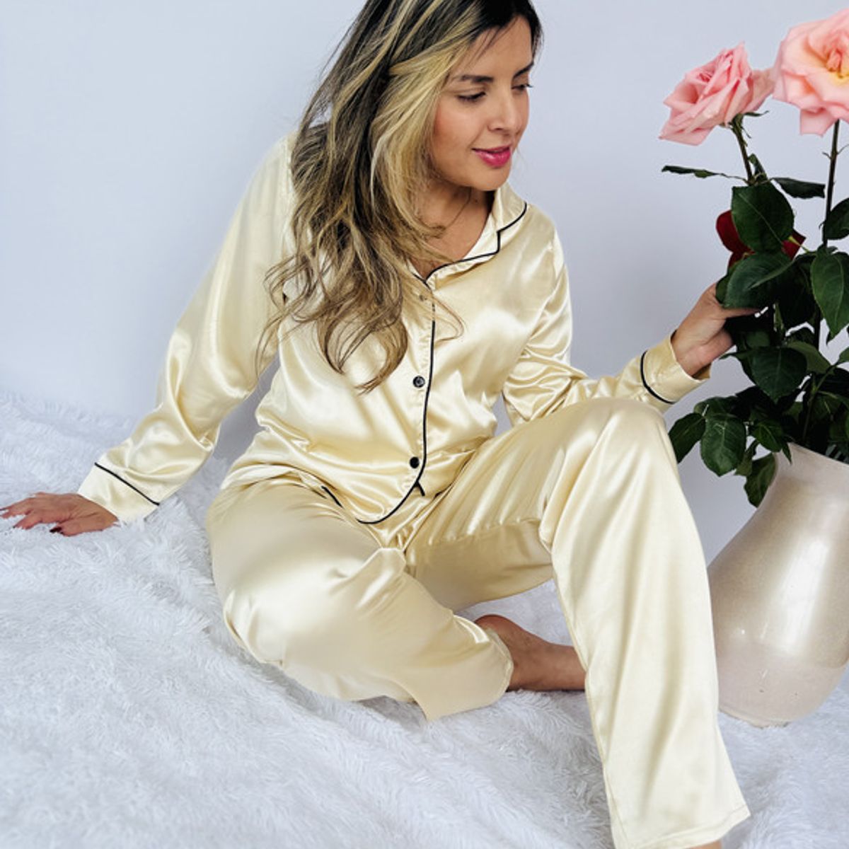 BY MORNING - Pijama Elegant Sat Champan 1680