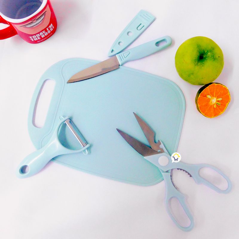 GENERICO - Kit Tabla de Picar Cuchillo Pelador Cocina 19COCI