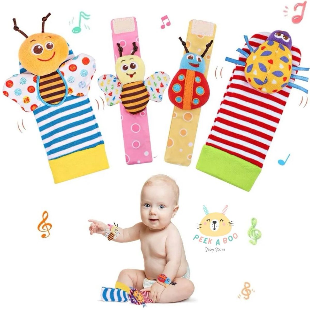 GENERICO - Kit De Estimulación Temprana  Sonajeritos De Manos Y Pies