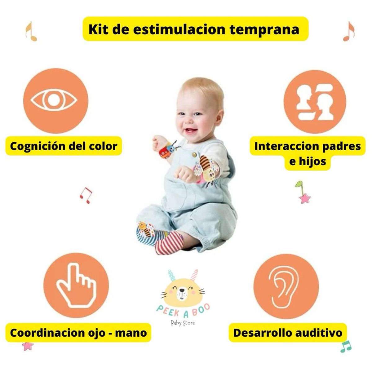 GENERICO - Kit De Estimulación Temprana  Sonajeritos De Manos Y Pies