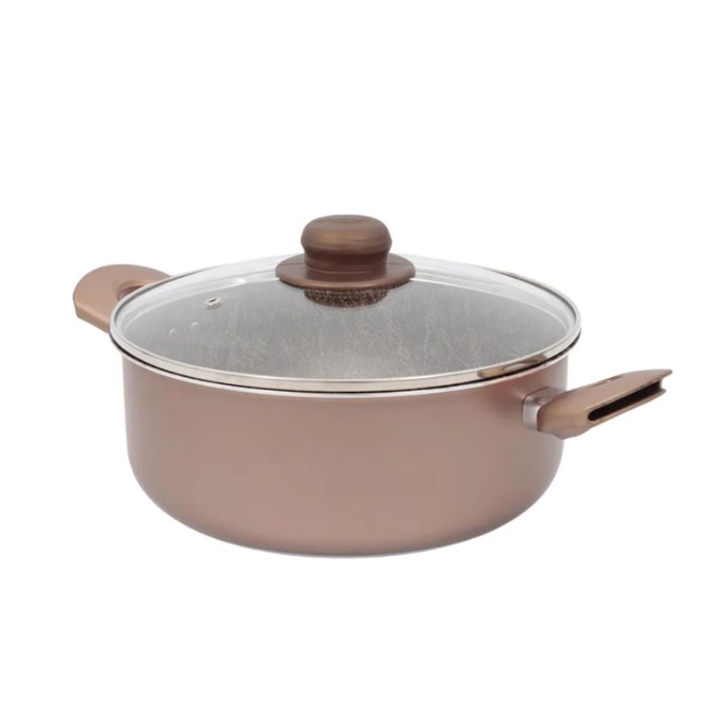UNIVERSAL - Olla Universal Ambar de 24 Cm Con Tapa de Vidrio L39271