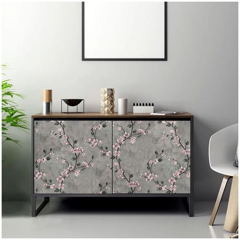 GENERAL - Papel Vinilo Adhesivo De 10 M X 45 Cm Floral Gris