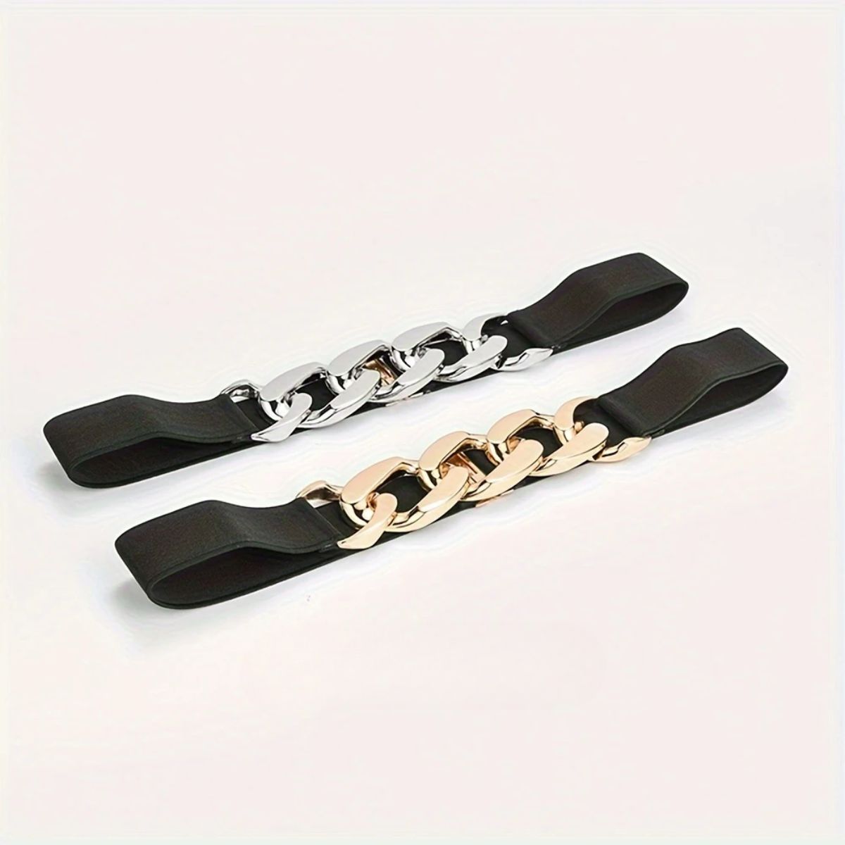 NEGRELI - Cinturón Elástico con Cadena Metálica  Diseño Moderno para Mujer