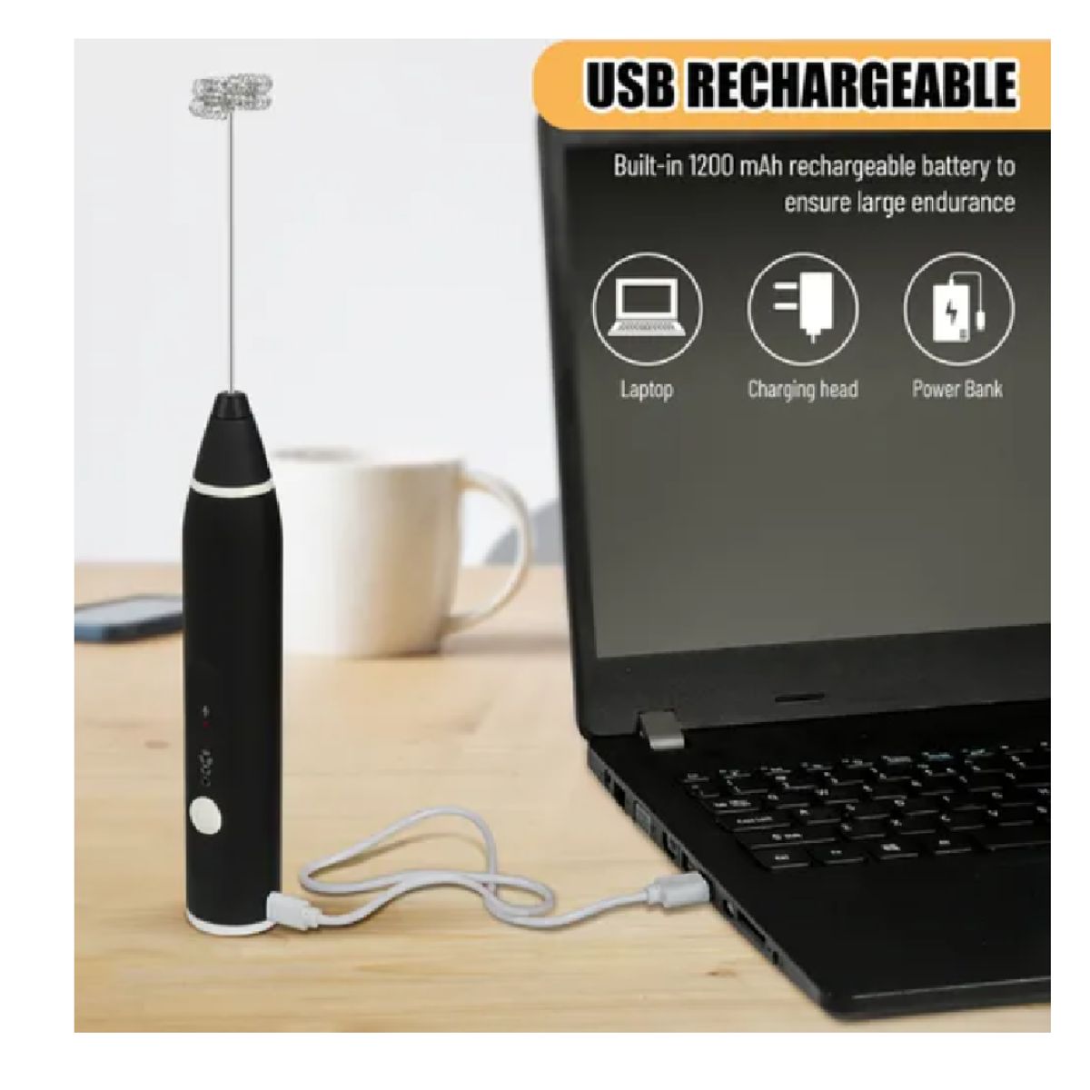 GENERICO - BATIDORA ESPUMADORA ELECTRICA CON ACCESORIOS