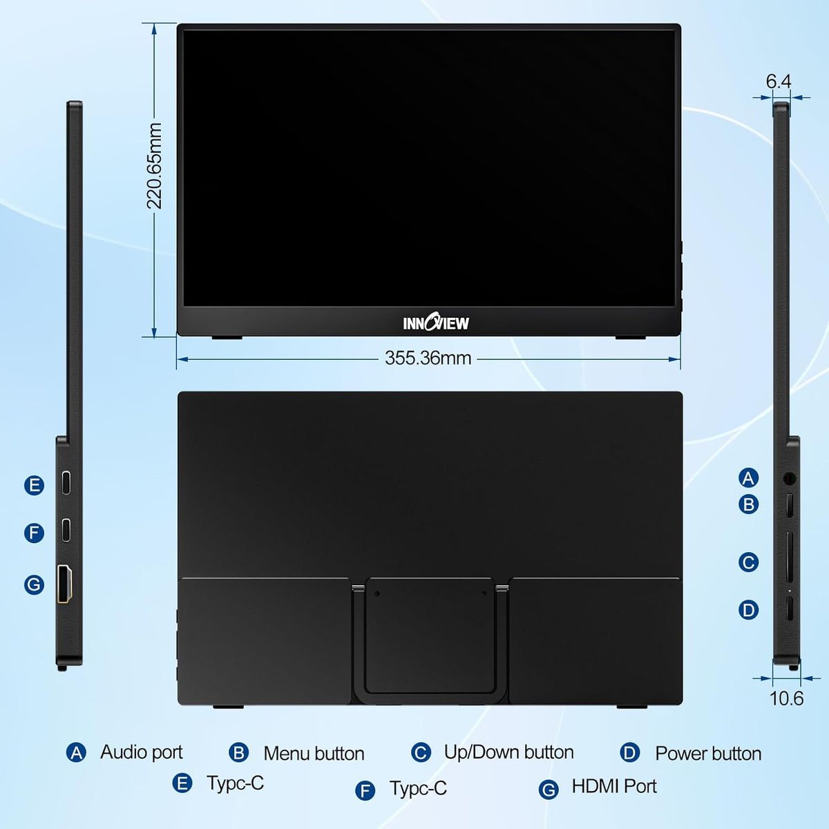 GENERICO - monitor portatil 15.6 pulgadas 1080p usb c hdmi para laptop macbook y consolas gaming