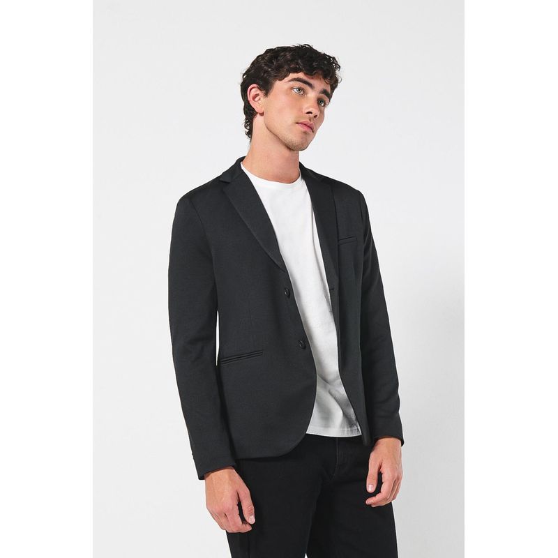 KOAJ - KOAJ Blazer para hombre en tono negro cuenta con bolsillos d Hombre