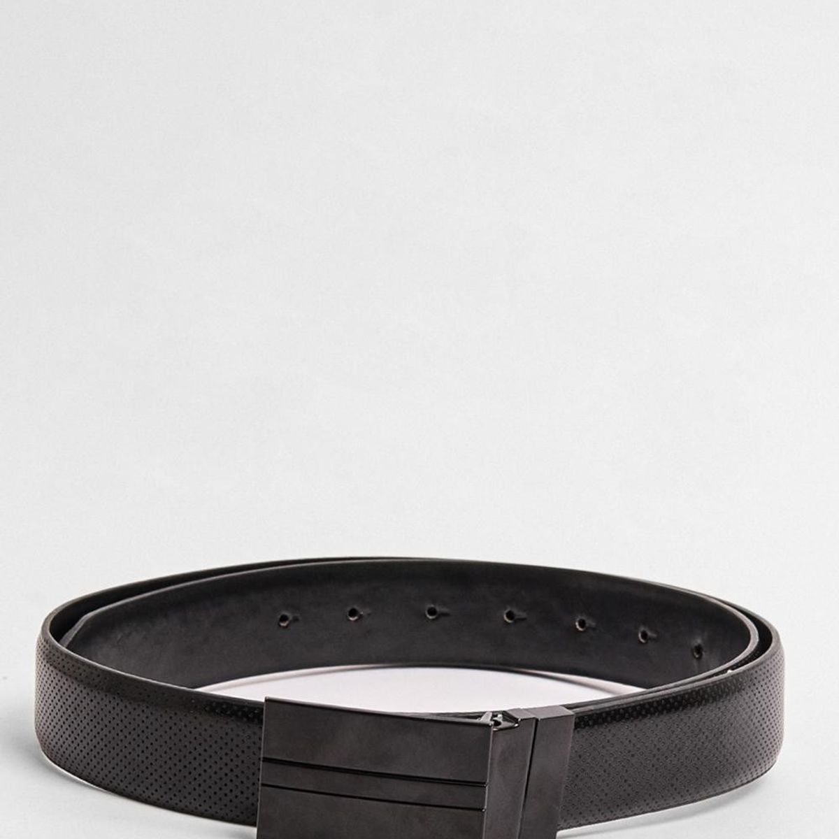 KOAJ - KOAJ Cinturón reversible negro con hebilla rectangular y te Hombre