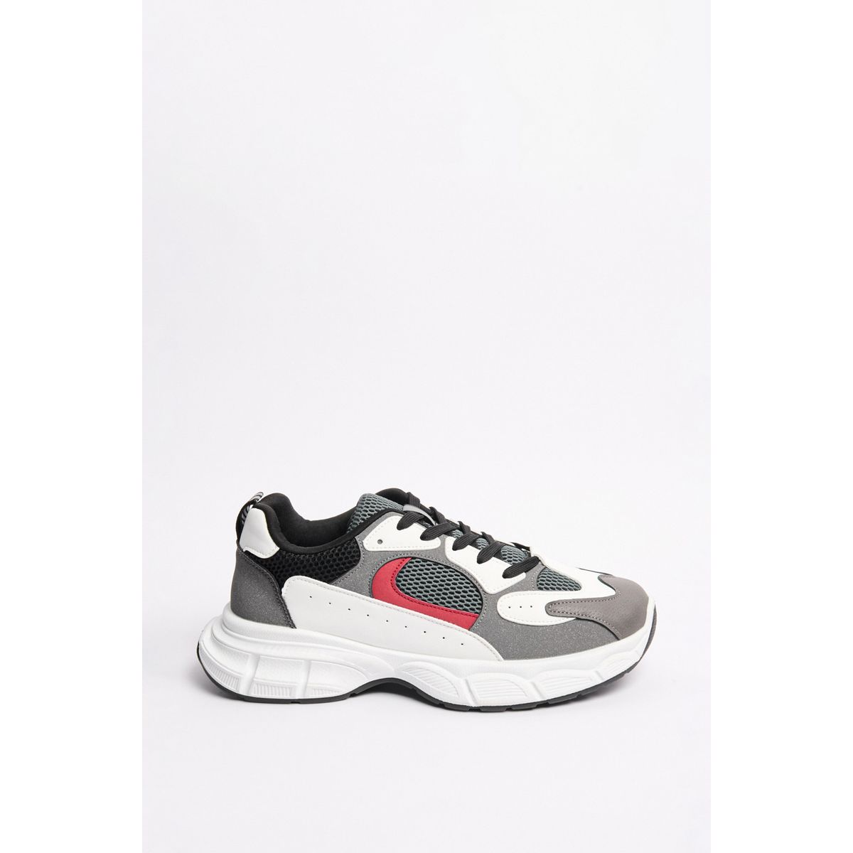 KOAJ - KOAJ Tenis de plataforma grises con detalle en malla y contr Hombre