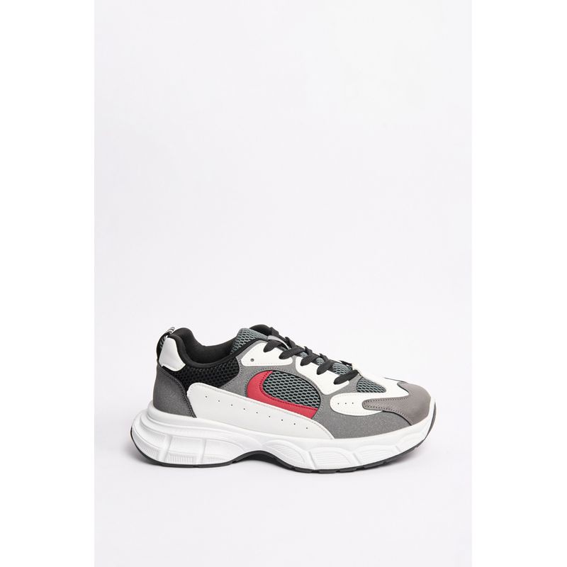 KOAJ - KOAJ Tenis de plataforma grises con detalle en malla y contr Hombre