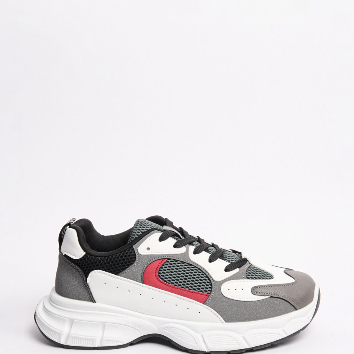 KOAJ - KOAJ Tenis de plataforma grises con detalle en malla y cont Hombre
