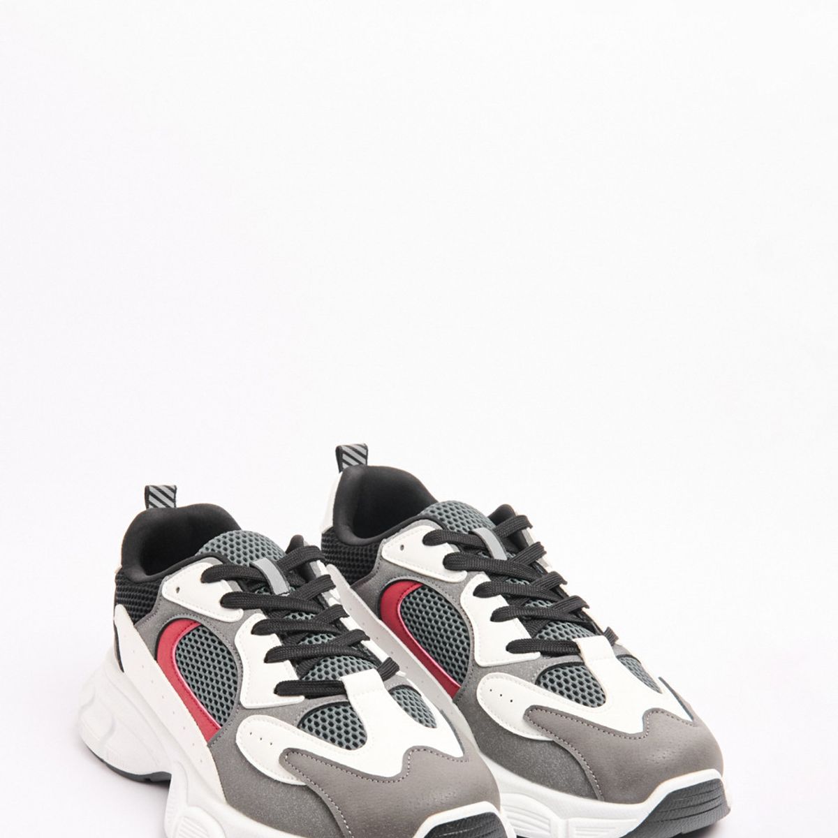 KOAJ - KOAJ Tenis de plataforma grises con detalle en malla y cont Hombre