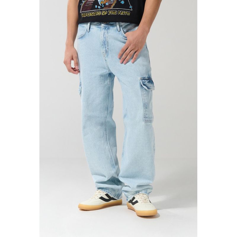 KOAJ - KOAJ Jean azul claro tipo cargo para hombre cuenta con bolsi Hombre