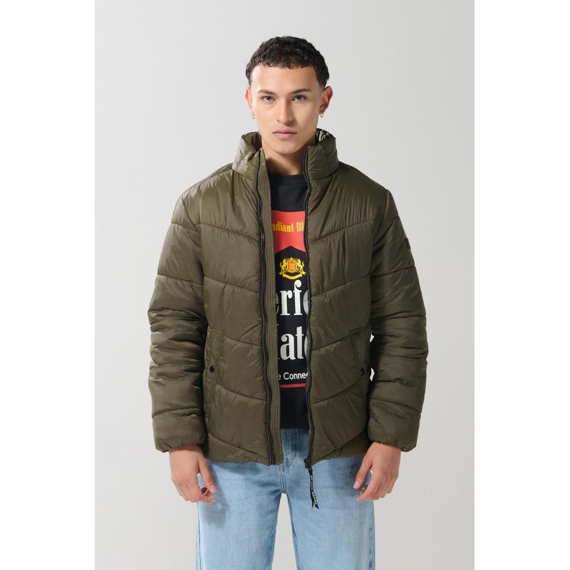 KOAJ - KOAJ Chaqueta cuello alto unicolor acolchada con costuras Hombre