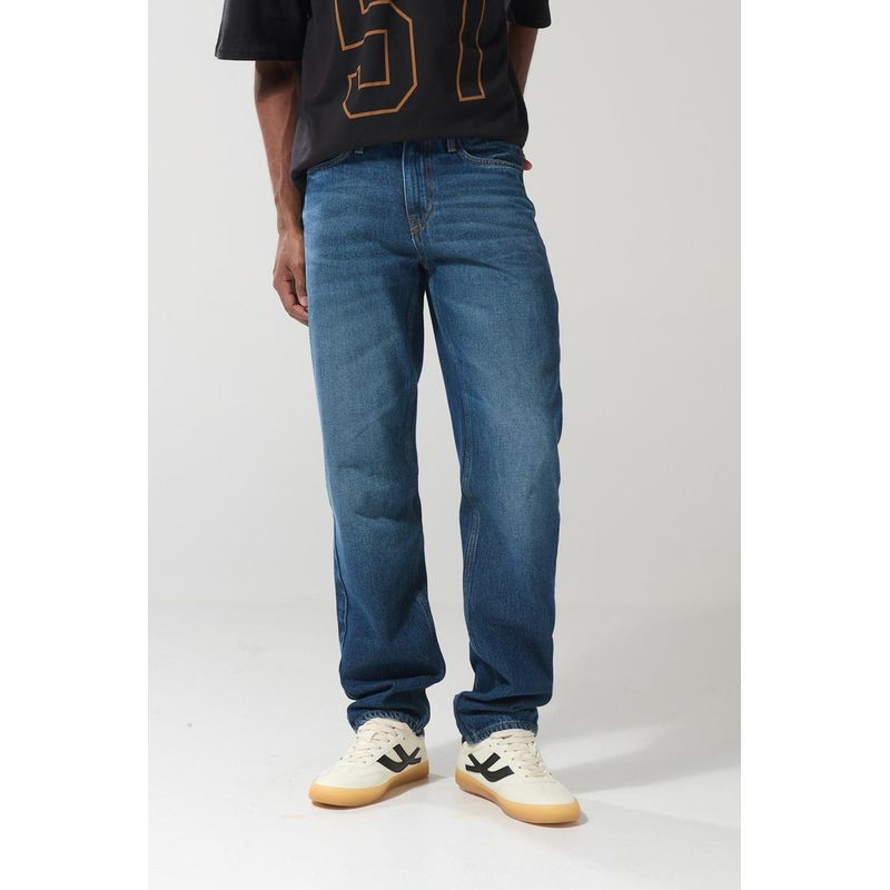 KOAJ - KOAJ Jean azul oscuro tipo 90´S con tiro bajo y bota recta Hombre