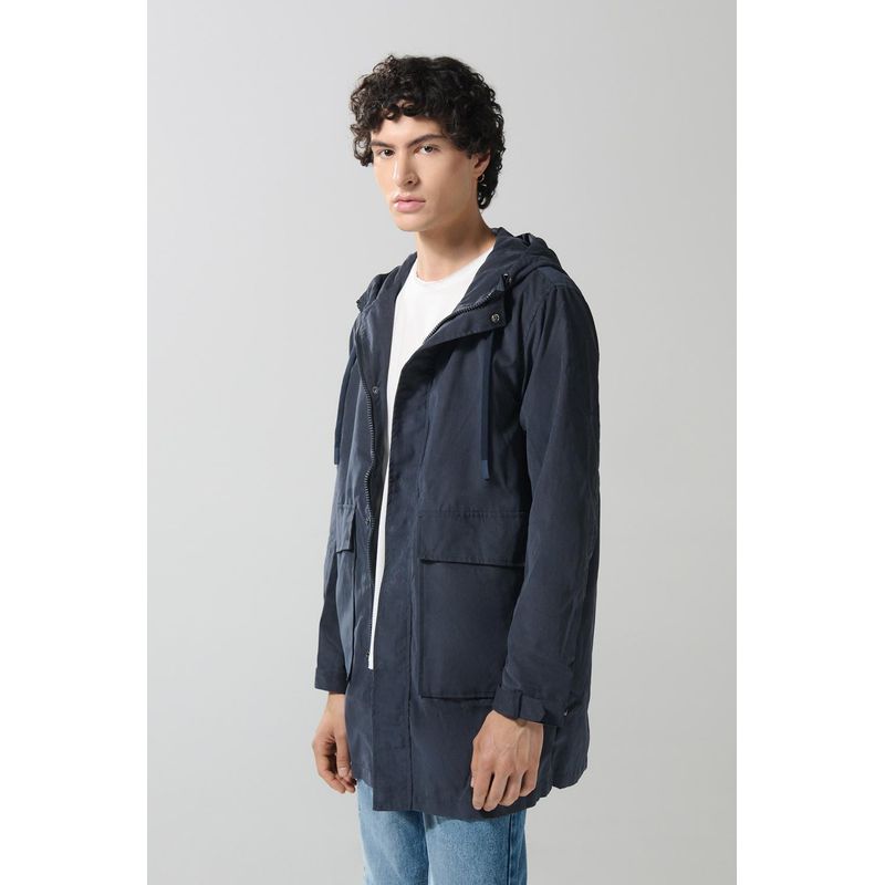 KOAJ - KOAJ Chaqueta parka unicolor con bolsillos de parche y capot Hombre