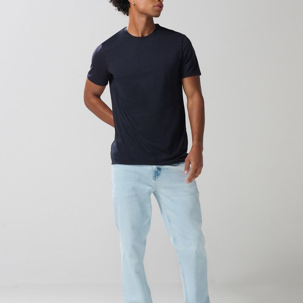 KOAJ - KOAJ Jean tiro bajo azul claro tipo slim ajustado con desgas Hombre