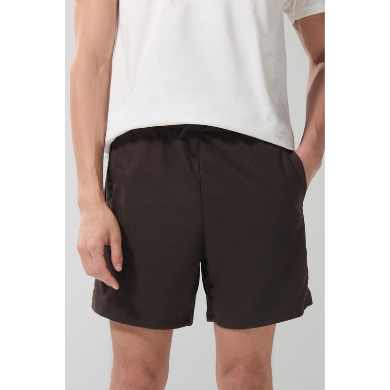 KOAJ - KOAJ Bermuda negra con bolsillos y cordón en cintura Hombre