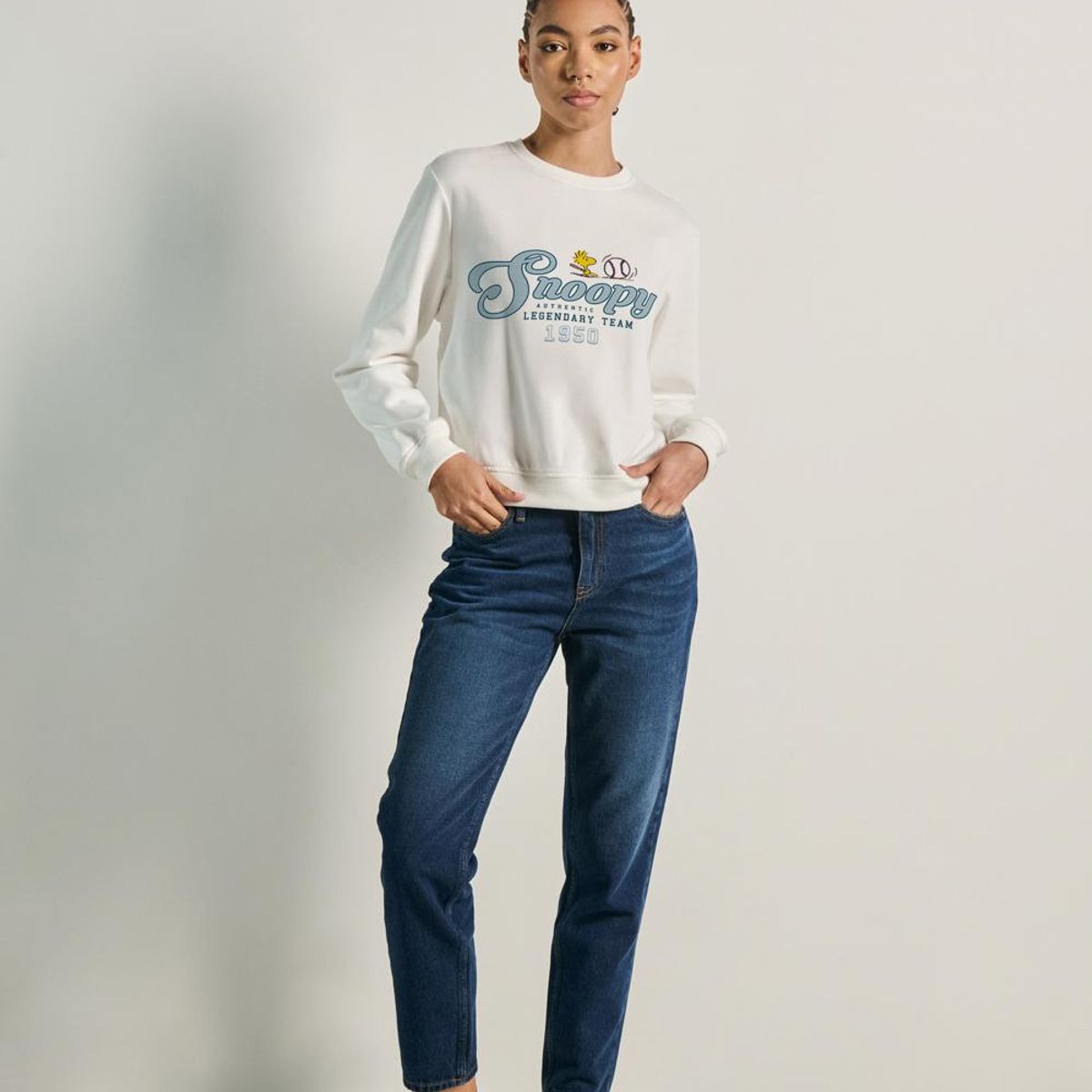 KOAJ - KOAJ Buzo unicolor cuello redondo para mujer, elaborado en t Mujer