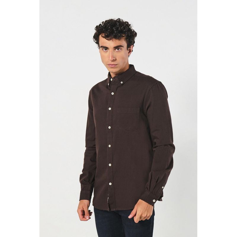 KOAJ - KOAJ Camisa cuello button down, con bolsillo en frente, tien Hombre