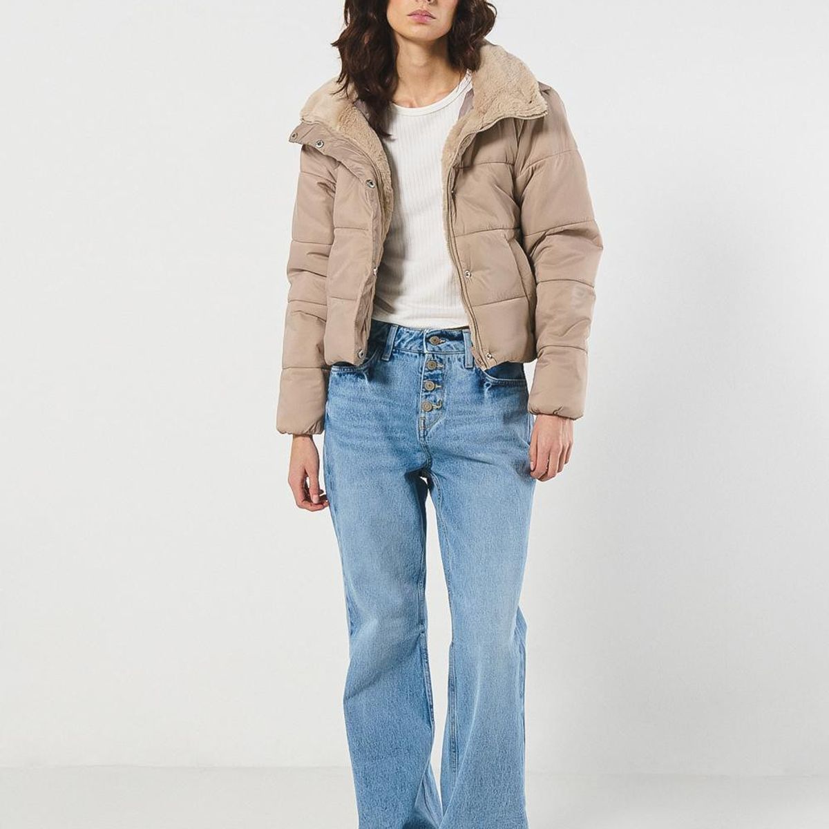 KOAJ - KOAJ Chaqueta unicolor cuello alto acolchada con cremallera Mujer