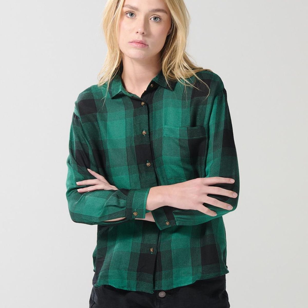 KOAJ - KOAJ Blusa unicolor manga larga con botones y diseños de cu Mujer