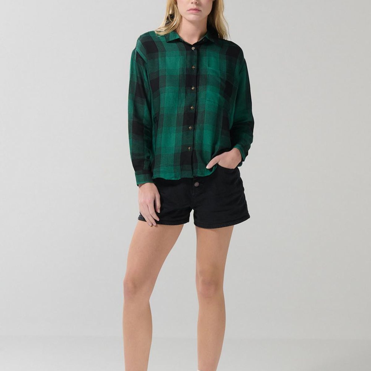 KOAJ - KOAJ Blusa unicolor manga larga con botones y diseños de cu Mujer