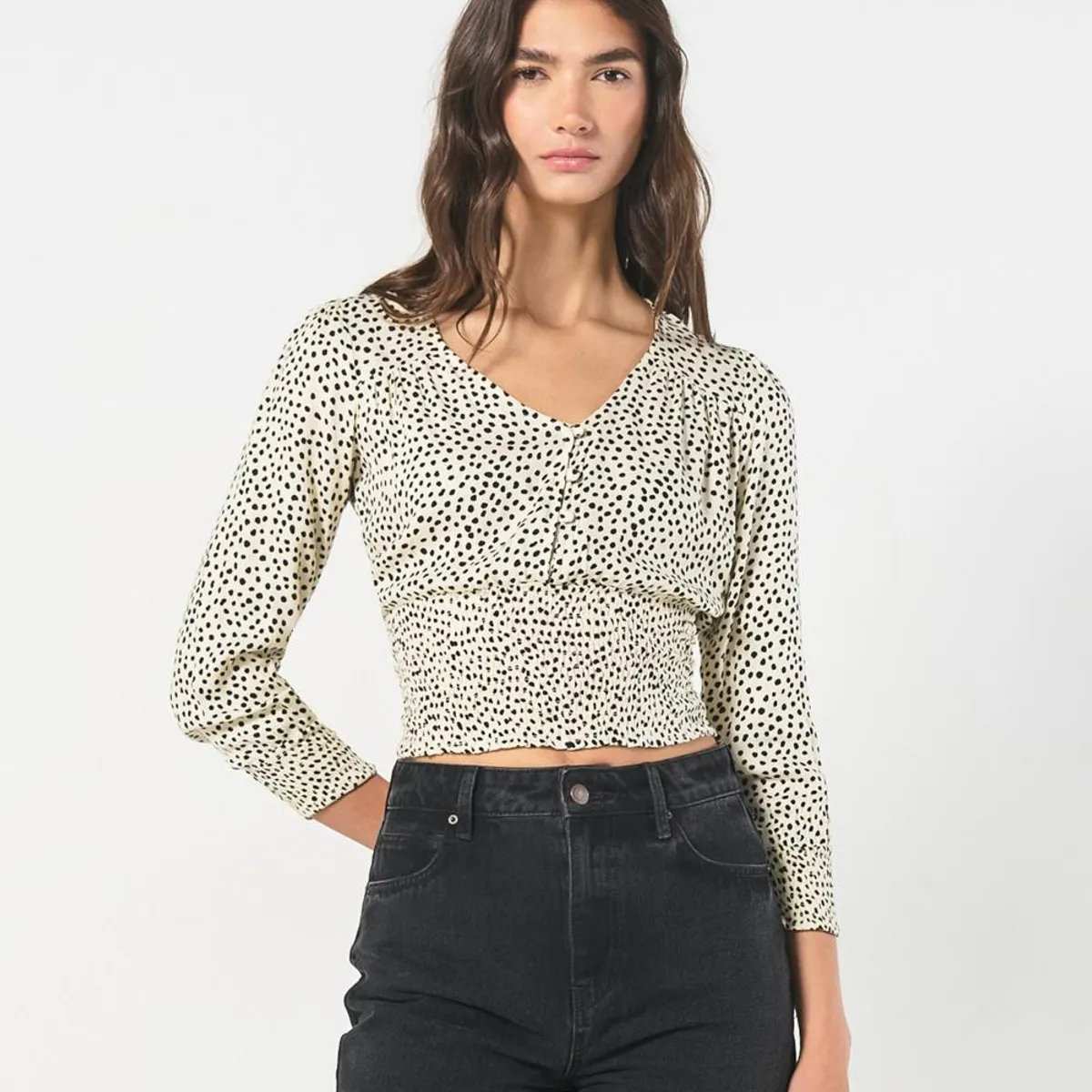 KOAJ - KOAJ Blusa manga larga crema con estampado animal print Mujer