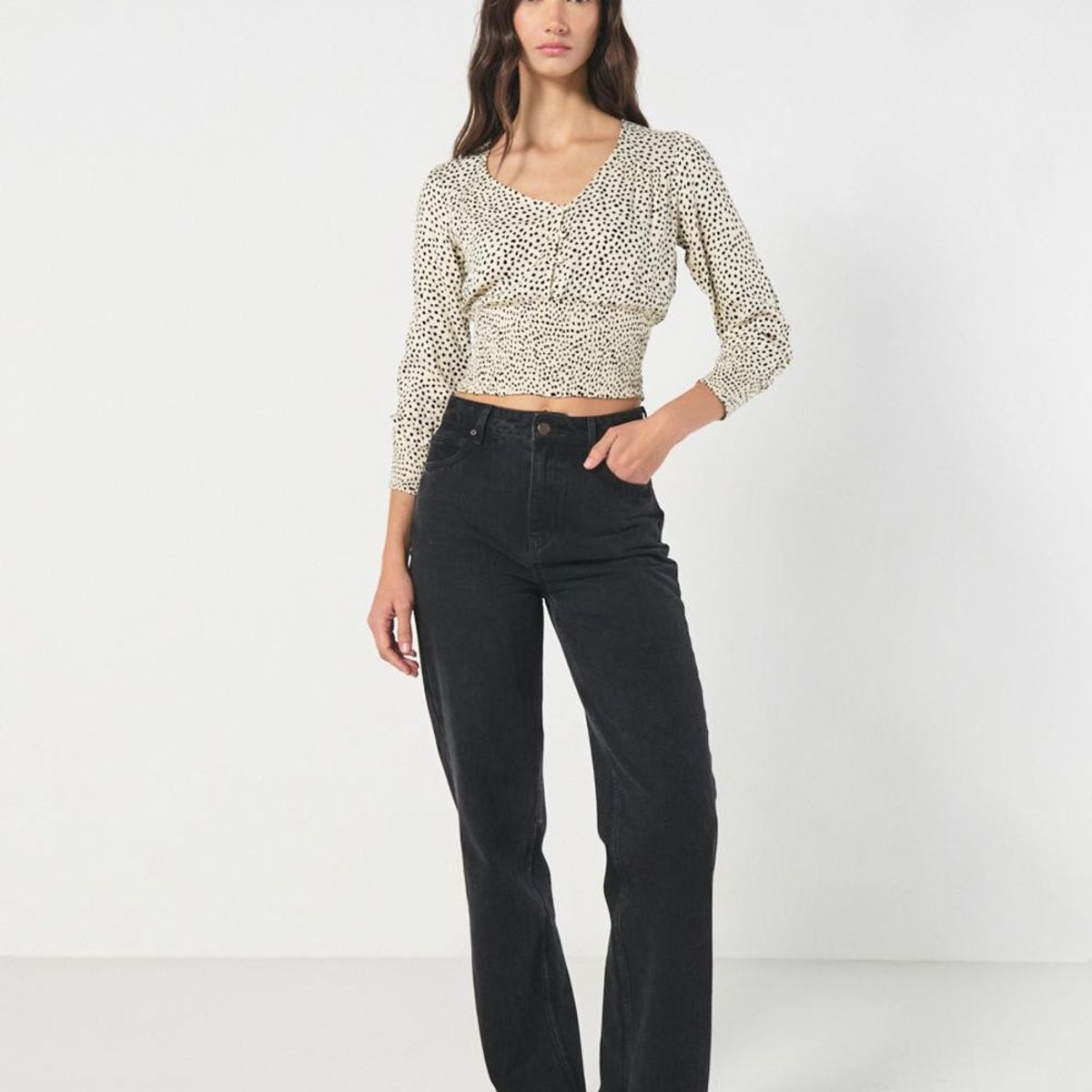 KOAJ - KOAJ Blusa manga larga crema con estampado animal print Mujer