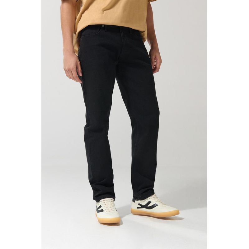 KOAJ - KOAJ Jean negro tipo slim ajustado con tiro bajo y cremaller Hombre