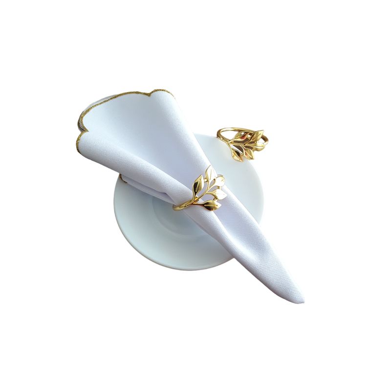 GENERICO - 6 SERVILLETEROS ANILLOS ARO PARA SERVILLETAS HOJAS DORADAS